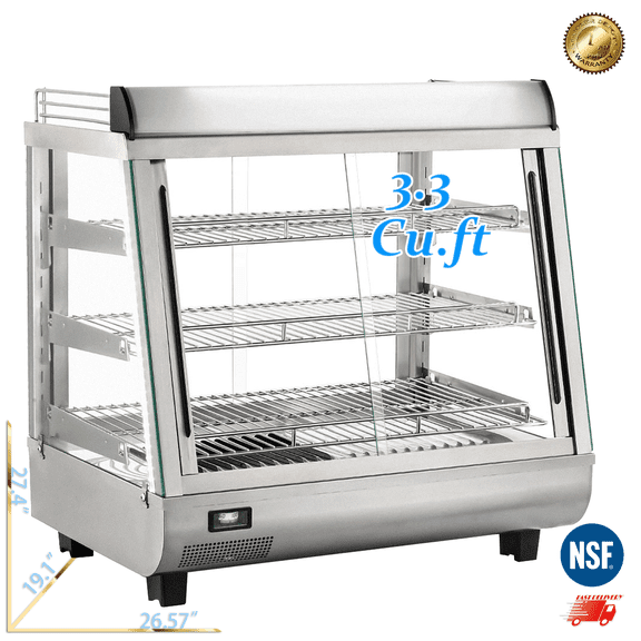 Cooler Depot NSF 27" Silver Countertop Display Warmer Cabinet, 3.3 cu ft, Stainless Steel, Model RTR96LS