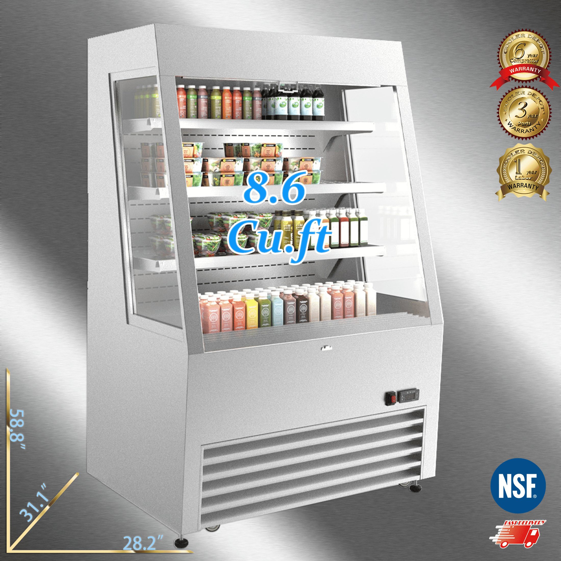 Cooler Depot NSF 28" Delivery Service Refrigerator Display, 8.6 cu ft, Double Glass, Model CF-260S