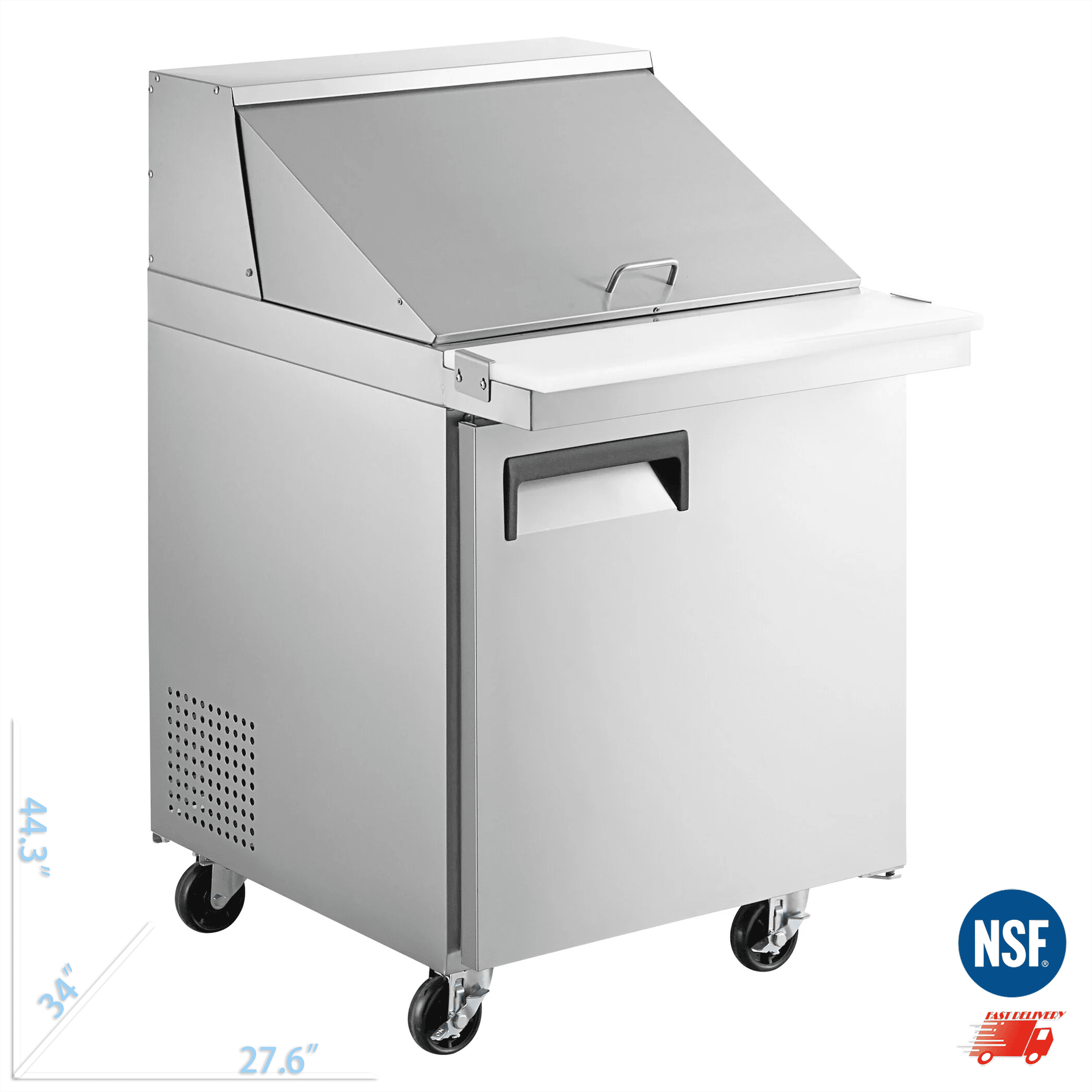 Cooler Depot NSF 28-inch Sandwich Prep Table Refrigerator, 7.2 cu ft, Locking Casters, Model ASR-0786