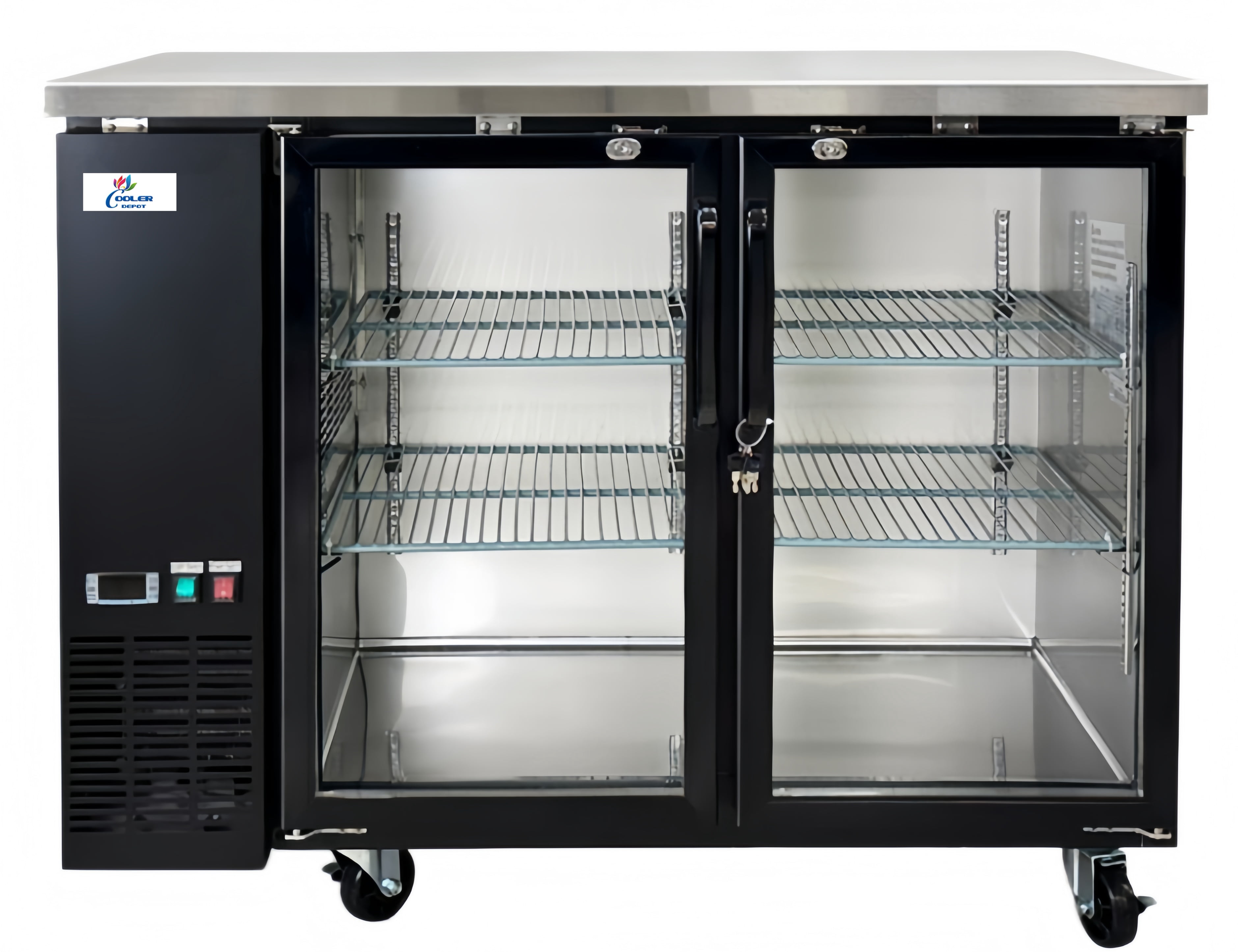 Cooler Depot NSF 48" Black Glass Door Back Bar Beer Cooler, 11.23 cu ft, Digital Display