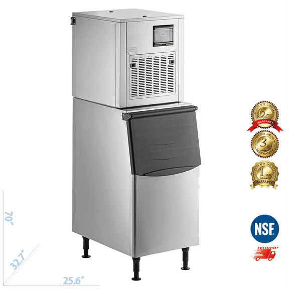 Cooler Depot NSF 550 lb Commercial Nugget Ice Maker with 275 lb Storage Bin, Model SK-559N