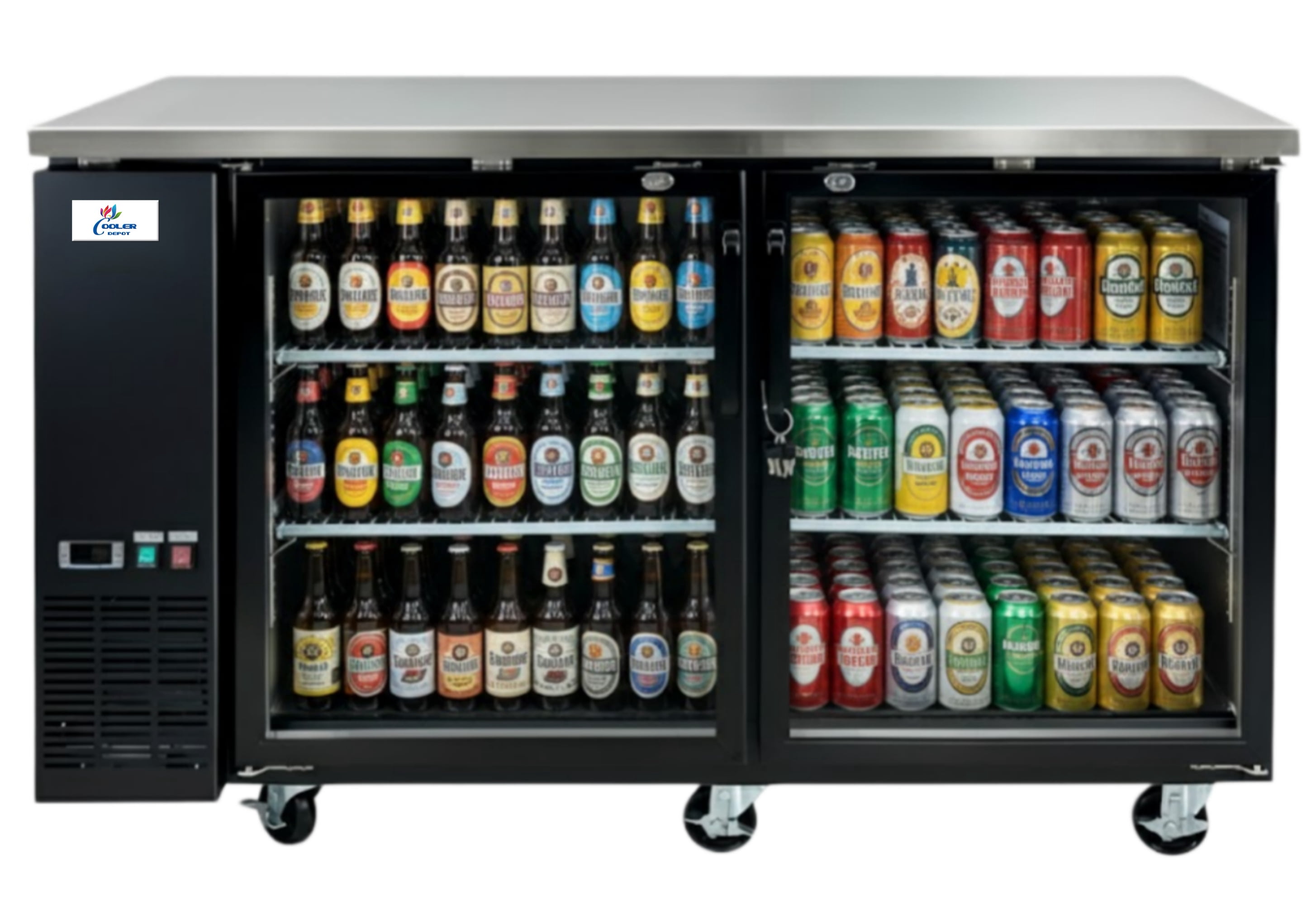 NSF 60" Commercial Back Bar Cooler, 15.8 cu ft, Keg Compatible，Beer Fridge, Under Counter Refrigerator