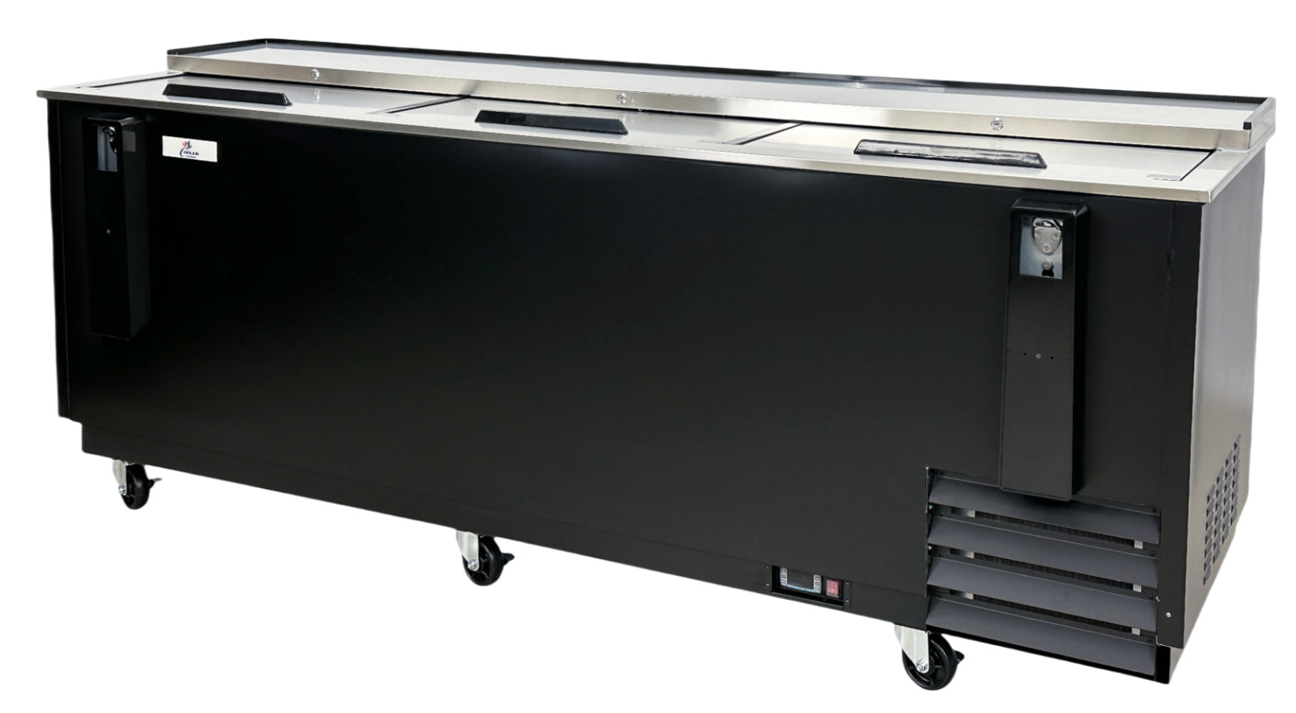 Cooler Depot 95" NSF Commercial Beer Bottle Cooler, Stainless Steel Back Bar Refrigerator with Glass Froster & Cap Catcher