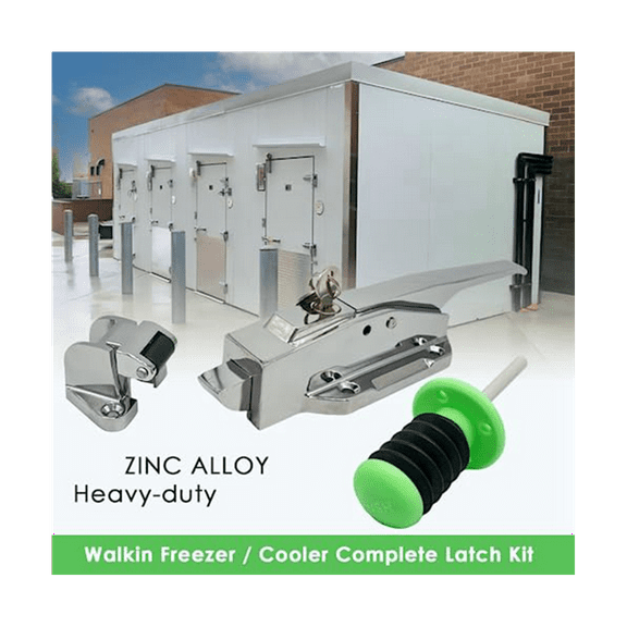 Cooler Door Latch Kit, Safety Freezer Door Latch Handle Set, with Adjustable Offset Strike and Inside Release and Keys
