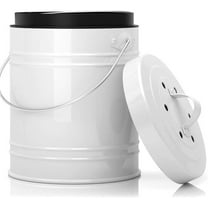 Cooler Kitchen Compost Bin 3L with EZ-No Lock Lid, Plastic Liner  Charcoal Filters-Sturdy Construction  Odor-Free Seal w/Dishwasher Safe Bucket by Cooler Kitchen