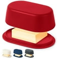 thumbnail image 1 of Cooler Kitchen Modern Bamboo Red Butter Dish Large, 1 of 8