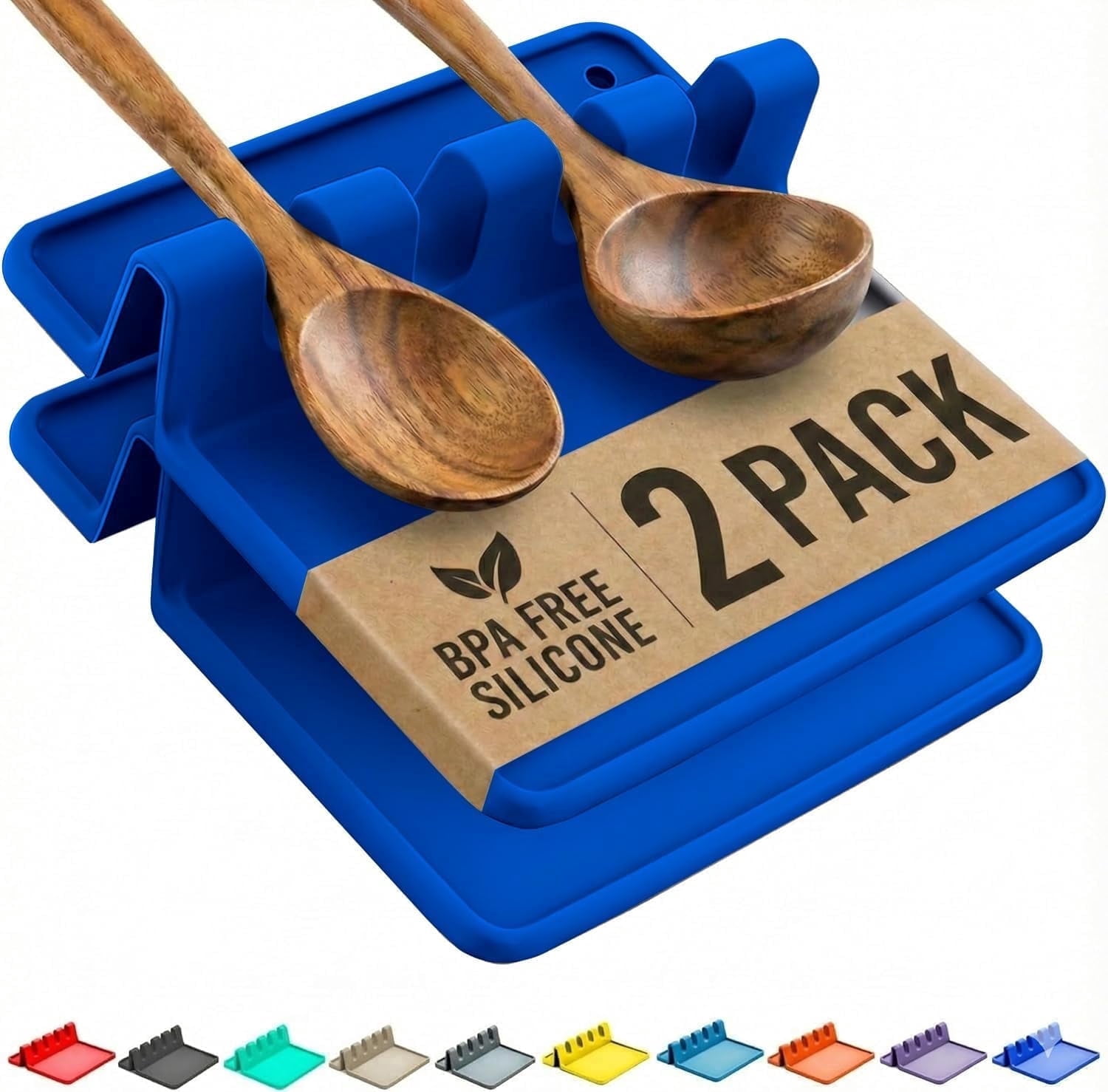 Cooler Kitchen Silicone Spoon Rest for Stove Top with Drip Pad, 2 Pack ...
