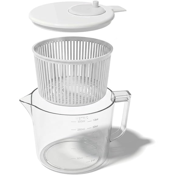 Cooler Kitchen Small Salad Spinner — Mini Lettuce Spinner and Dryer with Measuring Cup Bowl — Compact Veggie & Fruit Washer, Salad Dryer Spinner — Dishwasher Safe, BPA-Free