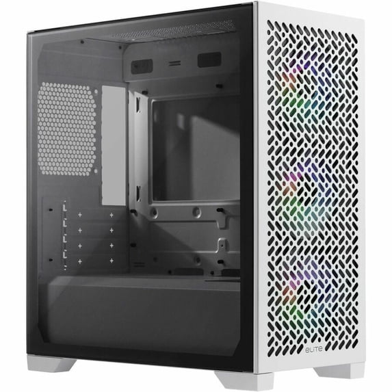 Cooler Master Elite 302 White Micro-ATX High Airflow Minimalist PC Case, 365mm GPU Max, 280mm AIO Max, Type C, Tempered Glass, Triple 120mm aRGB Fan, Intakes Grill, Breathable PSU Shroud