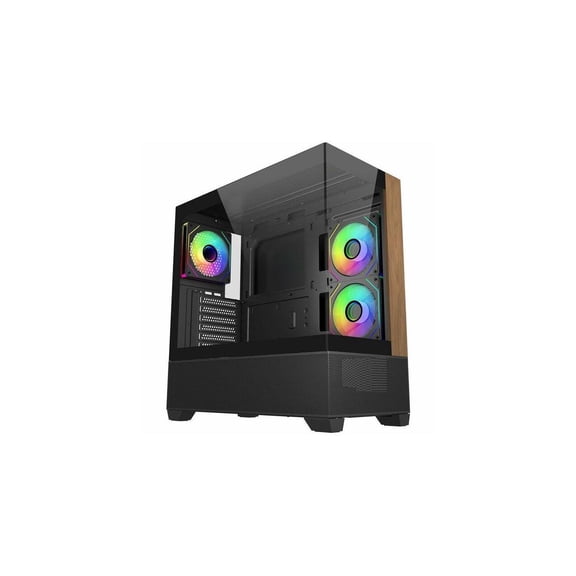 Cooler Master Elite Series E690-KHNN-S00 Computer Case - Mid-tower - Black - Wood, Tempered Glass, Mesh, Steel - 4 x Bay - 3 ? 120mm Fan(s) Installed - ITX, Micro ATX, ATX Motherboard Supported - 10