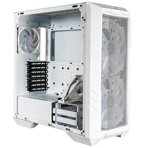 CoolerMaster HAF 500 ARGB High Airflow ATX Mid-Tower Case with Mesh Front Panel, White
