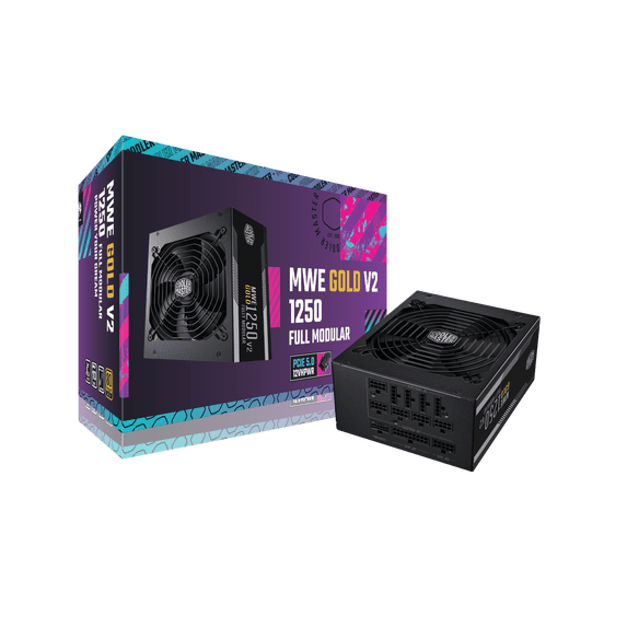 Cooler Master MWE Gold 1250 V2 ATX3.0 Fully Modular, 1250W, 80+ Gold Efficiency, Quiet 140mm FDB Fan, 2 EPS Connectors, High Temperature Resilience, (MPE-C501-AFCAG-3US)