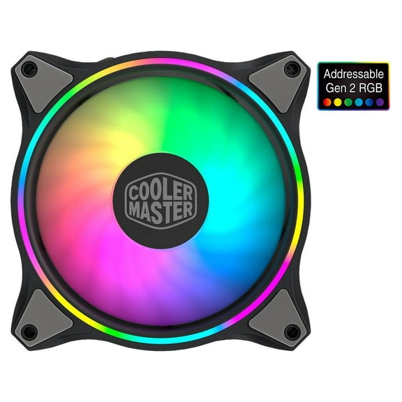 Cooler Master MasterFan MF120 Halo [Addressable Gen 2 RGB] - Duo-Ring 2nd Gen. ARGB Lighting 120mm PWM Fan with 24 Independently-Controlled LEDS, Absorbing Rubber Pads, PWM Static Pressure