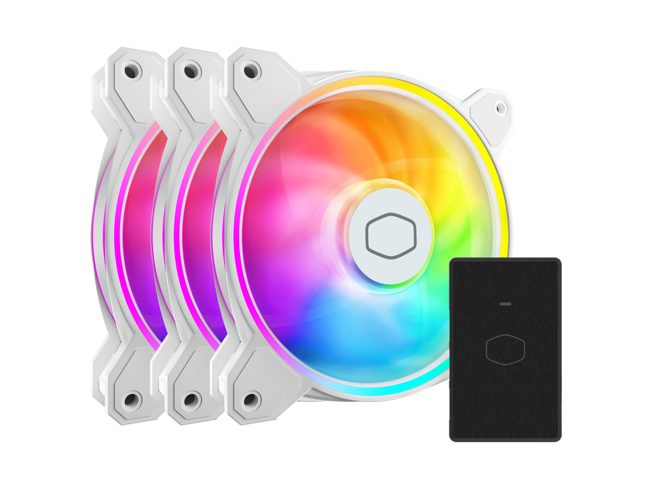 CoolerMaster MasterFan MF120 HALO2 120mm ARGB Case Fan, White, 3-Pack