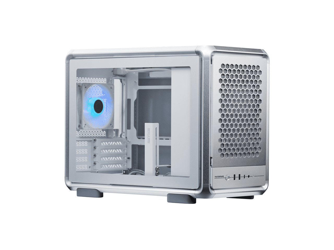 Cooler Master MasterFrame 400 mATX Modular PC Case - Micro-ATX/Mini-ITX, Aluminum Open Frame Chassis, 1 x ARGB Fan Preinstalled, 390mm GPU, 360mm Radiator Support, Silver
