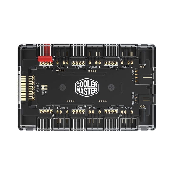 Cooler Master PWM HUB,6 Ports for Addressable RGB Lighting with PWM,1 to 6 Multi Way Magnetic backplane Splitter 5V/3PIN RGB Case Fan Hub Adapter PWM ARGB Addressble Fan