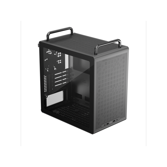 Cooler Master QUBE 340 Micro-ATX Compact -Tower PC Case - Customizable Modular Computer Chassis with Movable I/O Panel, Magnetic Dust Filters, Tempered Glass Panel & Portable Handles - Black