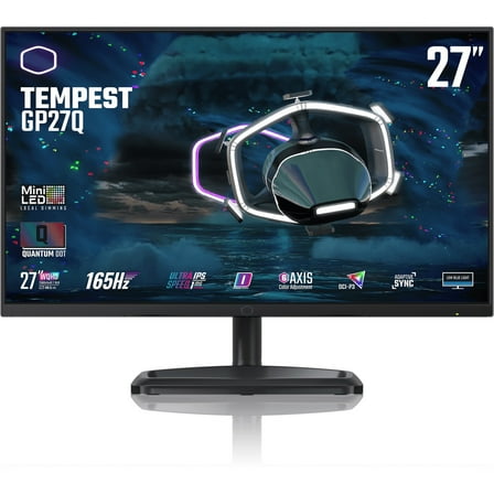 Cooler Master Tempest Flat 27" 2560 x 1440 LCD VESA DisplayHDR 1000, Local Dimming Gaming Monitor, Black, GP27-FQS