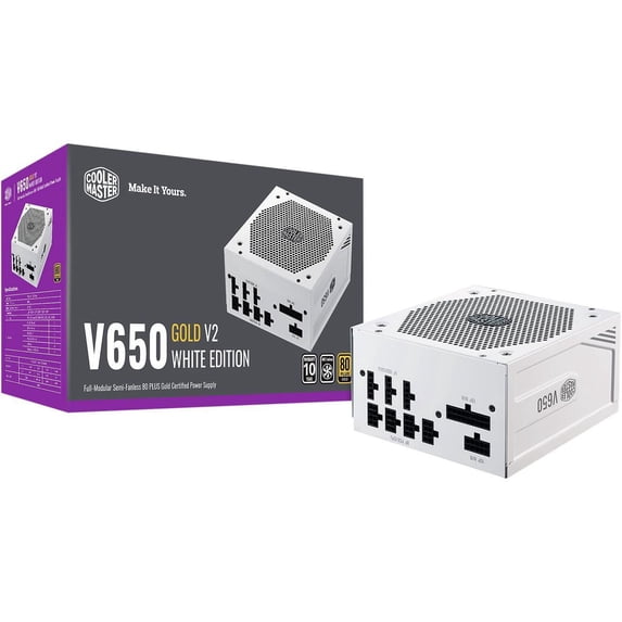 Cooler Master V650 Gold V2 White Edition 650W, 80+ Gold Power Supply, White