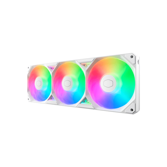 Cooler Master White Single-Frame aRGB PC Case|Liquid Cooler Fan, 360mm, Single Modular Cable, PWM 2,050 RPM, Air Balance Blades, Loop Dynamic Bearing, Radiant aRGB Lighting