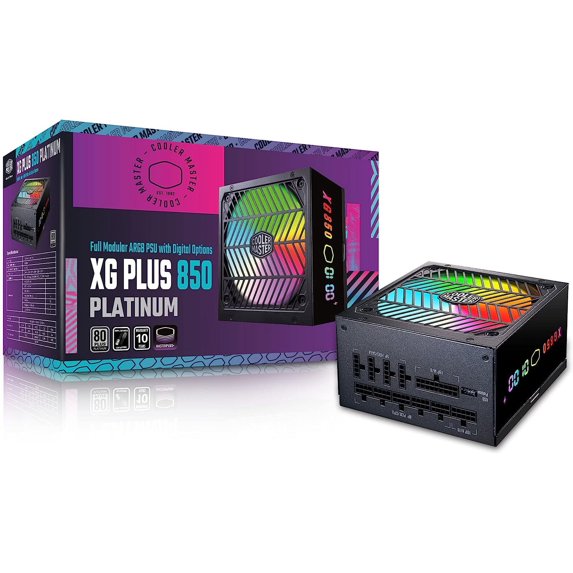 Cooler Master XG850 Plus Platinum ARGB Fully Modular, 850W, 80+ Platinum, ARGB 135mm Silent Fan, Built-in Information Display Panel, Intel ATX 12V Ver 2.53, 100% Japanese Capacitors ARGB 850
