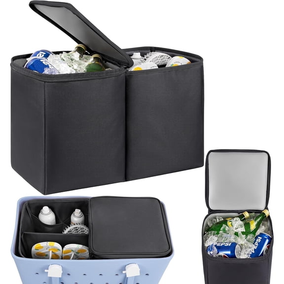 Cooler Organizer for X Large Bag Polyester Leak-Proof Ice Chest with Zipper and Divider Tray Black