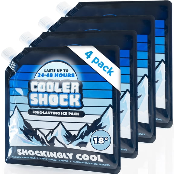 Cooler Shock 10 x 10 Navy Reusable Screw-Cap Ice Packs for Cooler, 4-pack