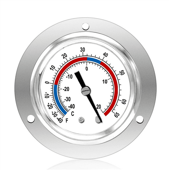 Cooler Thermometer Capillary Design Refrigeration Gauge, -40 to 65 / 20, 2Inch Dial Stainless Steel Panel Mount