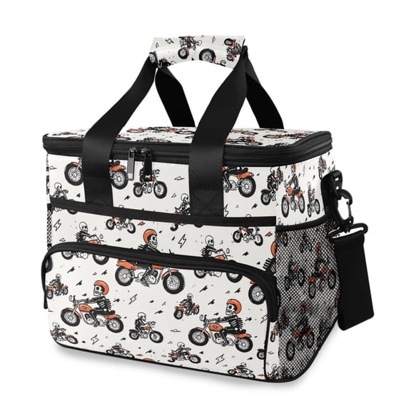Cooler bag A Skeleton Riding A Motorcycle 15L Insulated Lunch Bag Large Cooler Suitable for camping and picnics
