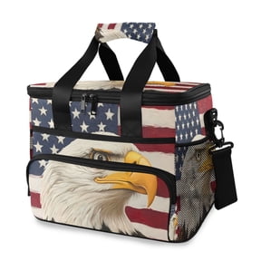 Cooler bag Bald Eagle American Flag 15L Insulated Lunch Bag Large Cooler Suitable for camping and picnics