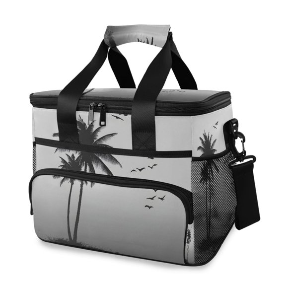 Cooler bag Black Palm Tree 15L Insulated Lunch Bag Large Cooler Suitable for camping and picnics