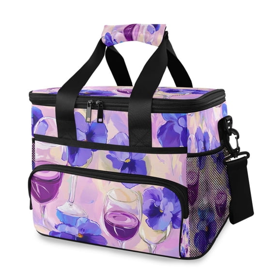 Cooler bag Blue Flower Wine 15L Insulated Lunch Bag Large Cooler Suitable for camping and picnics