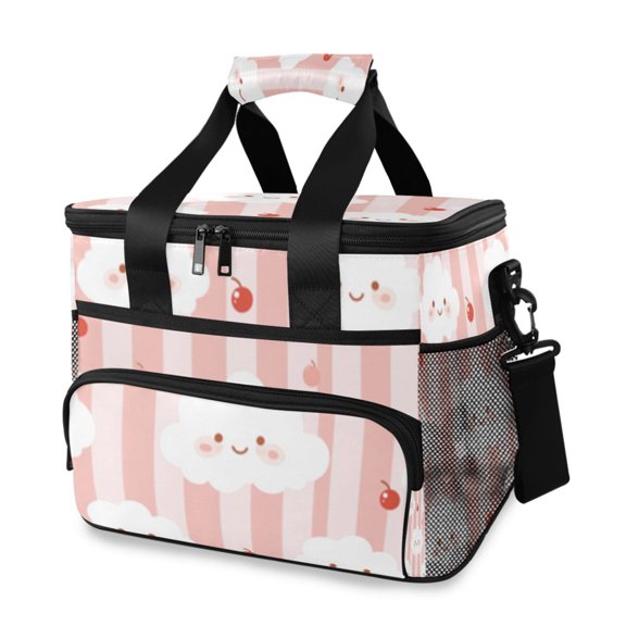 Cooler bag Pink Clouds with Cherries 15L Insulated Lunch Bag Large Cooler Suitable for camping and picnics