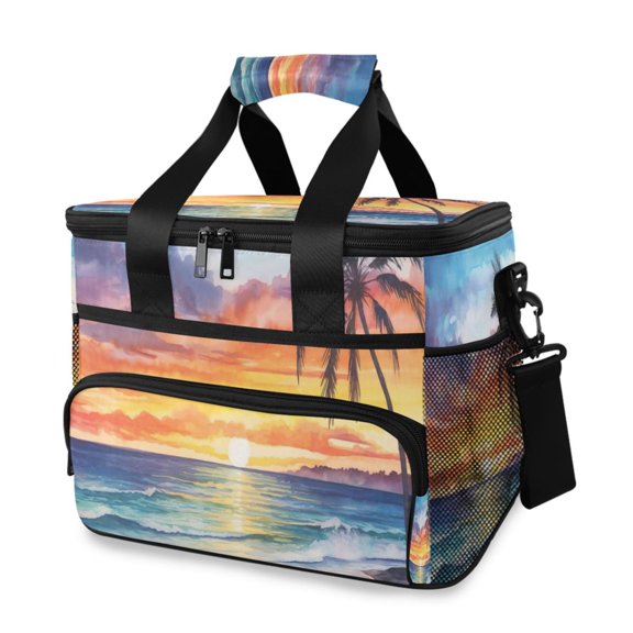 Cooler bag Summer Tropical Palm Beach 15L Insulated Lunch Bag Large Cooler Suitable for camping and picnics