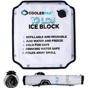 CoolerPak 10lb Refillable Reusable Ice Pack Hook & Loop Fastener - Cold for Days Non-Toxic, Leakproof, Suitable for Potable Drinking Water & Cold Plunge Built Tough, Roll Up for Easy Storage