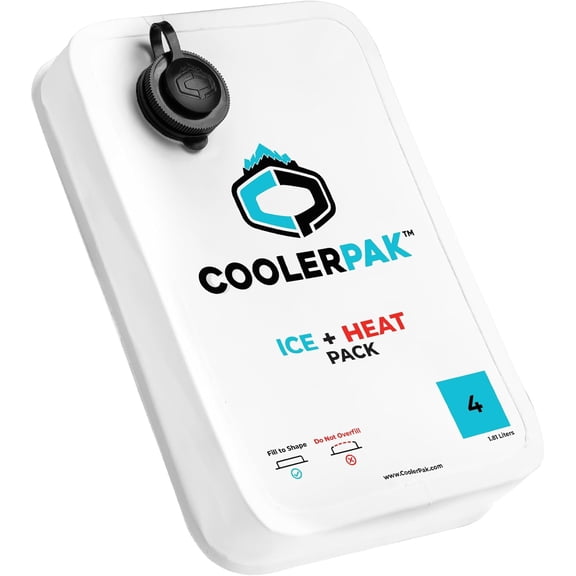 CoolerPak 4lb Refillable Reusable Ice + Heat Pack - Hook & Loop Fastener - Cold for Days - Non-Toxic, Leakproof, Microwave Safe, Suits Potable Drinking Water, Built Tough, Rolls Up for Easy Storage