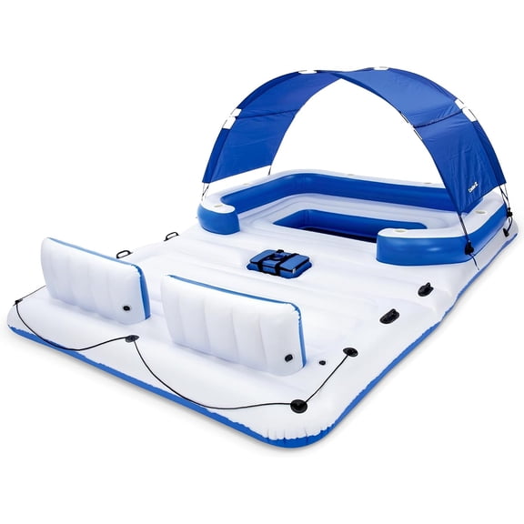 CoolerZ Tropical Breeze Party Island, Large 6 Person Adult Inflatable Lounger Lake Float