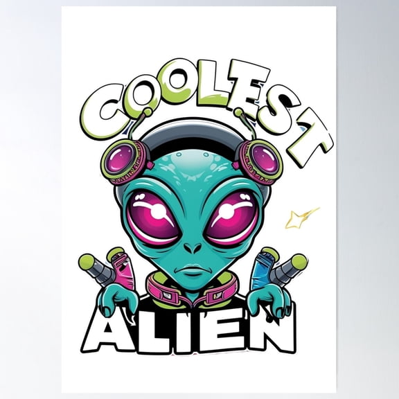 Coolest Alien Poster Wall Art, Modern Wall Decor For Living Room Bedroom, 8x12 UNFRAMED