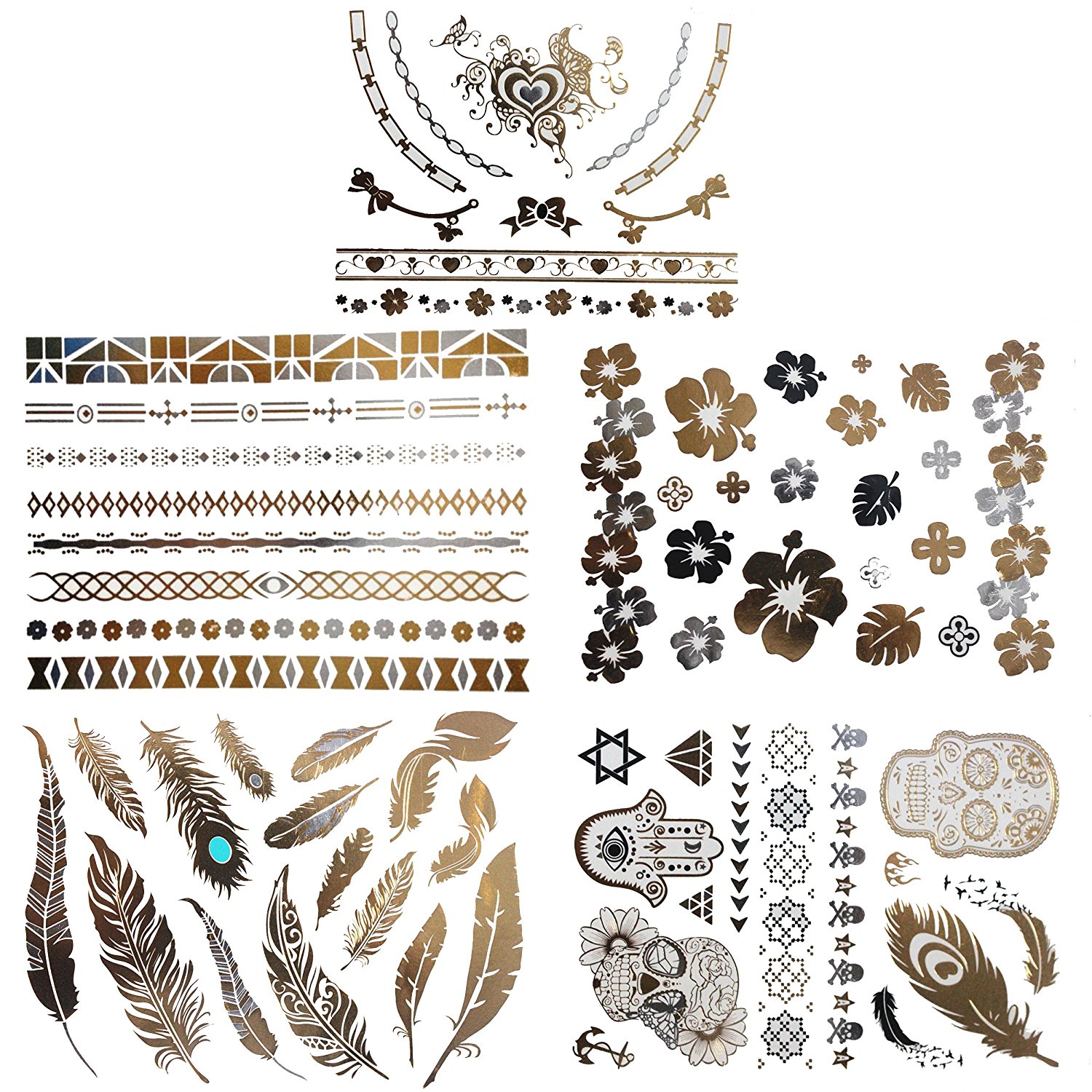 Coolest Bear Metallic "Temporary Tattoos", Silver/Gold 5 Sheets