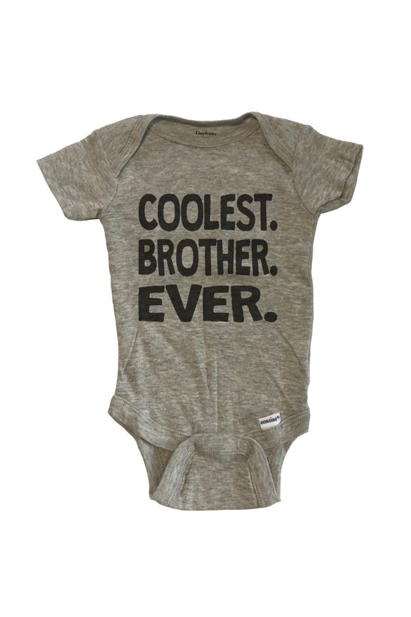 Coolest. Brother. Ever. Funny Baby Bodysuit - Grey