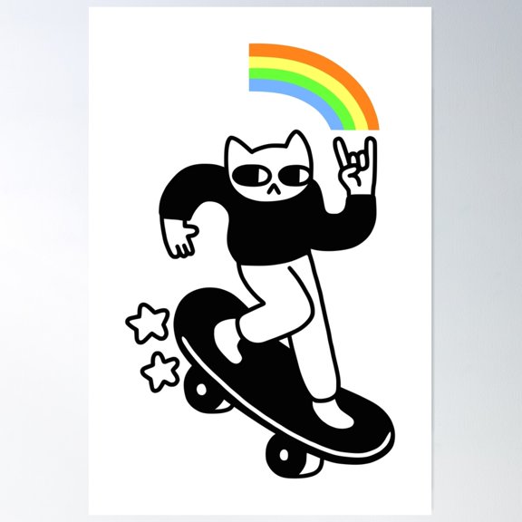 Coolest Cat Poster Wall Art, Modern Wall Decor For Living Room Bedroom, 12x18 UNFRAMED