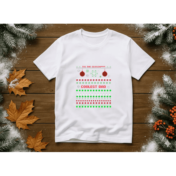 Coolest Dad Ugly Christmas Sweater Funny Holiday Unisex T-Shirt, up to size 5XL