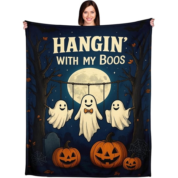 Coolest Easter Gift Movie Night Wicked Blanket and Throw for Women Men 60x50 - Most Popular Movie Night Gifts for Her Him Valentine Horror Blanket, Hangin' with My Boos Wicked Blankets for Sofa Bed
