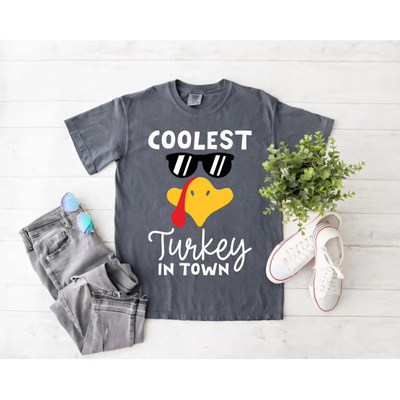 Coolest Turkey In Town Shirt For Boys Thankgsgiving Son, F6543
