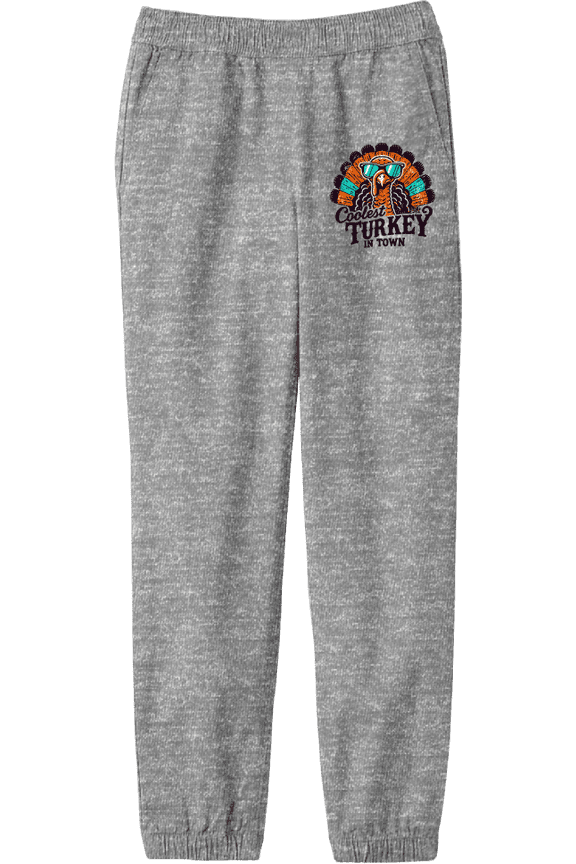 Coolest Turkey In Town Youth Heather Gray Jogger Pants-Medium