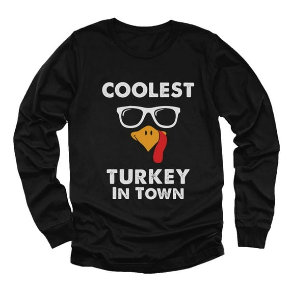 Tstars Coolest Turkey Shirt Little Turkey Thanksgiving Youth Kids Long Sleeve T-Shirt Small Black