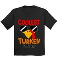 thumbnail image 1 of Coolest Turkey in Town Thanksgiving Funny Cool Sunglasses Youth T-shirt For Kids, XS, Black, 1 of 6