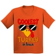 thumbnail image 1 of Coolest Turkey in Town Thanksgiving Funny Cool Sunglasses Youth T-shirt For Kids, XS, Orange, 1 of 6
