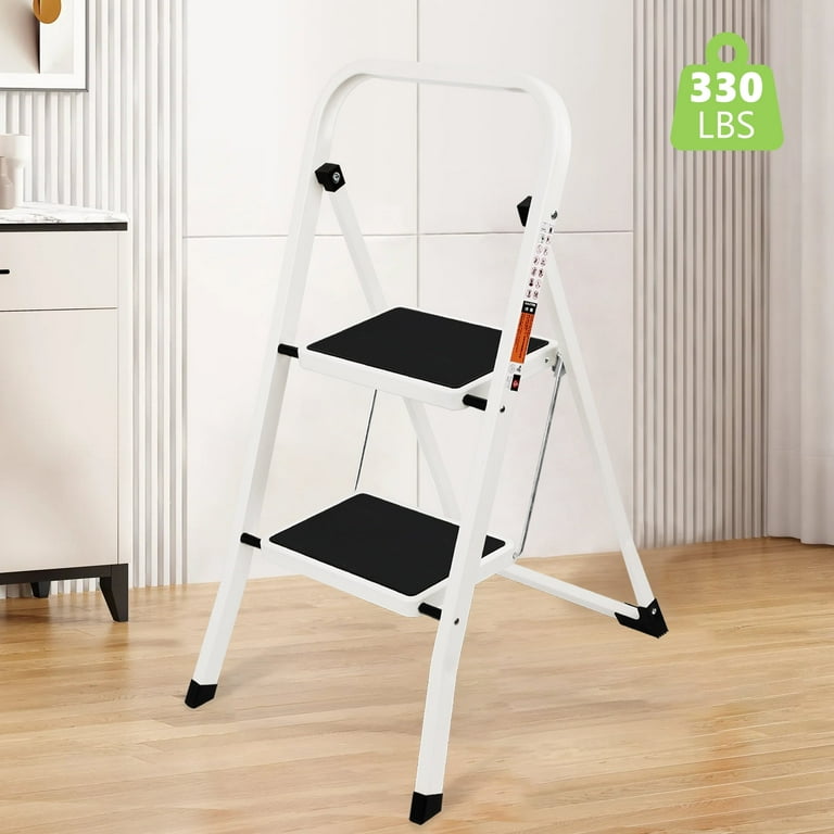 Coolhut 2-Step Ladder, Anti-Slip Folding Stool, 330lbs Capacity