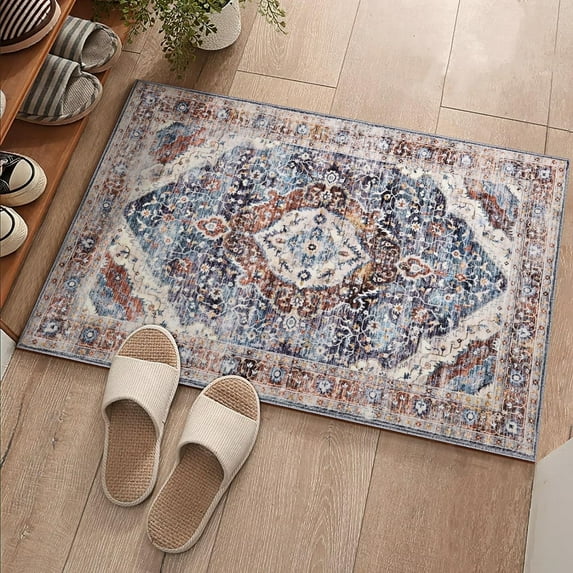Coolhut 2x3 Feet Hypoallergenic Vintage Bohemian Area Rug - Machine Washable, Soft Non-Slip Design, Perfect for Living Room, Bedroom, Bathroom, and Kitchen.